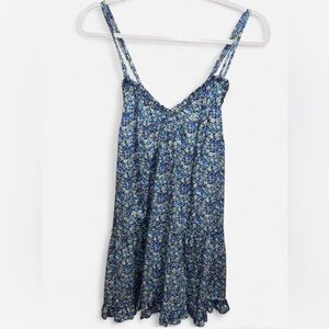 Universal Thread Blue Floral Babydoll Adjustable Strap Dress | Size Small